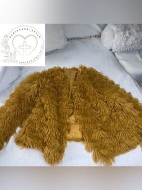Faux Fur Mustard Shag Jacket - Women